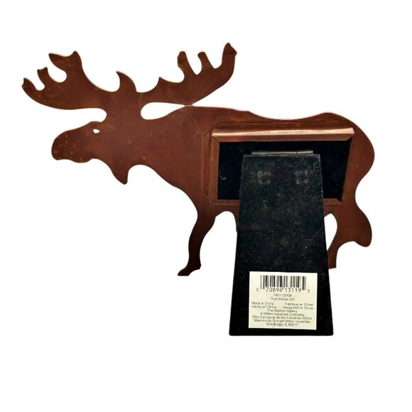 Rust Metal Moose Photo Picture Frame 2x3 Cabin Hunting Outdoors Wildlife Alaska - Picture 3 of 7